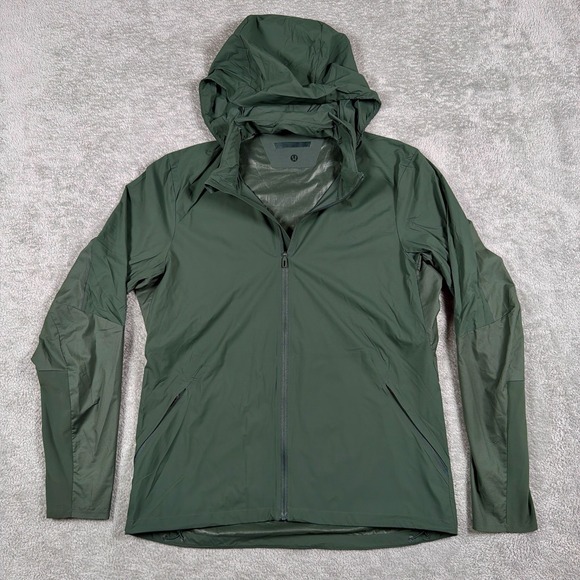 Lululemon Other - Lululemon Active Jacket Mens Small Green Hooded Reflective Lightweight Full Zip
